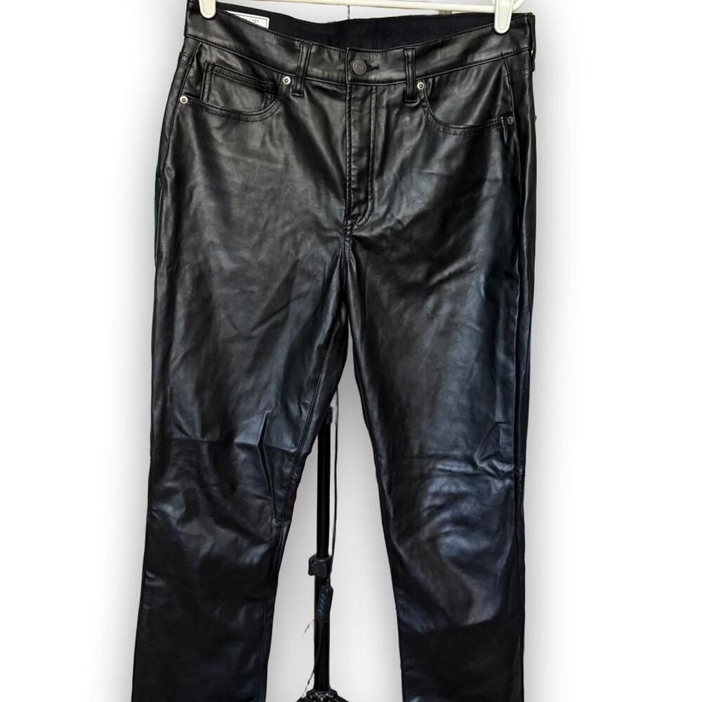 GAP Vintage Slim High Rise Black Faux Leather Pants Women's 31/12R